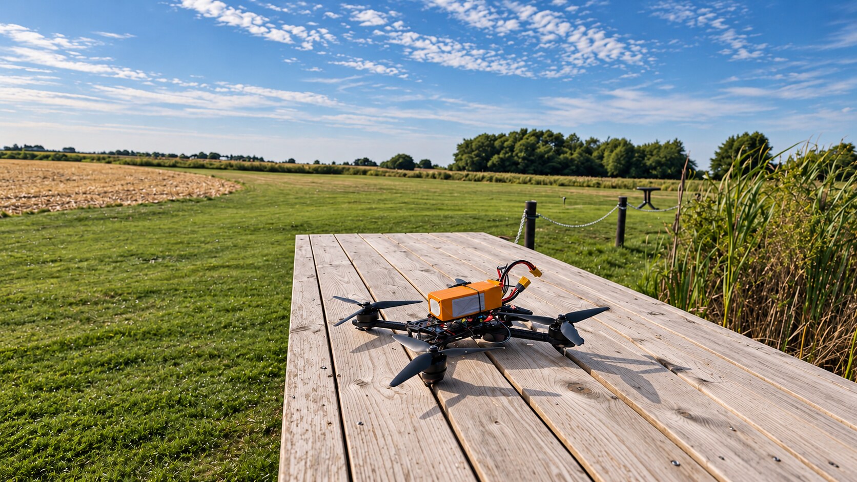 Voice-controlled drone prototype at the flying field