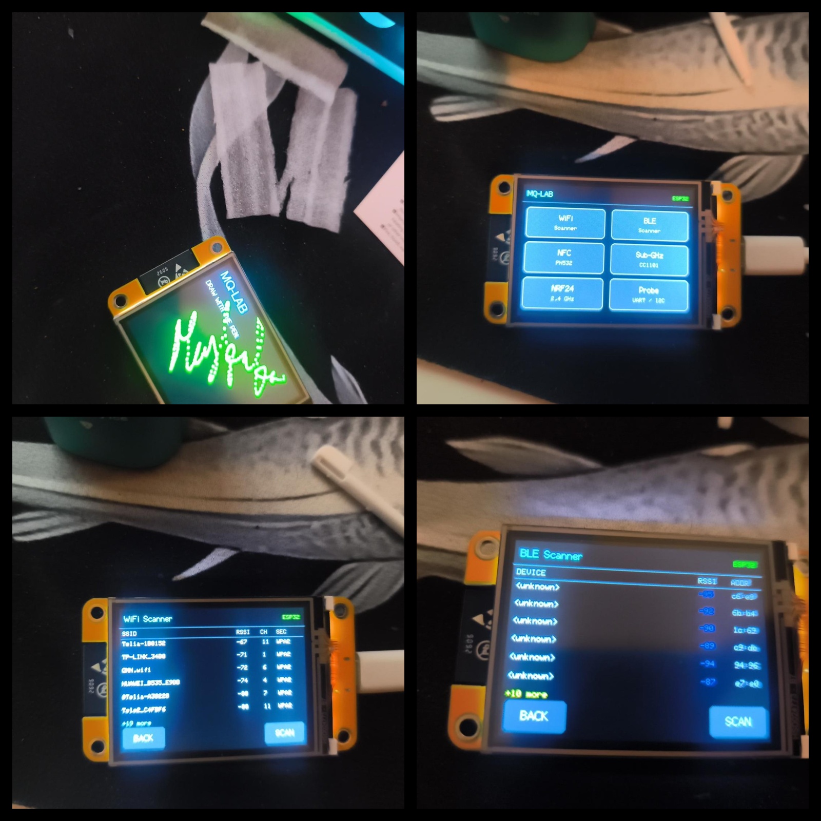 MQ-Lab ESP32 touchscreen toolkit modules