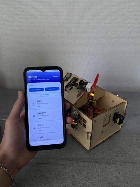 Android smart-home app controlling the physical prototype