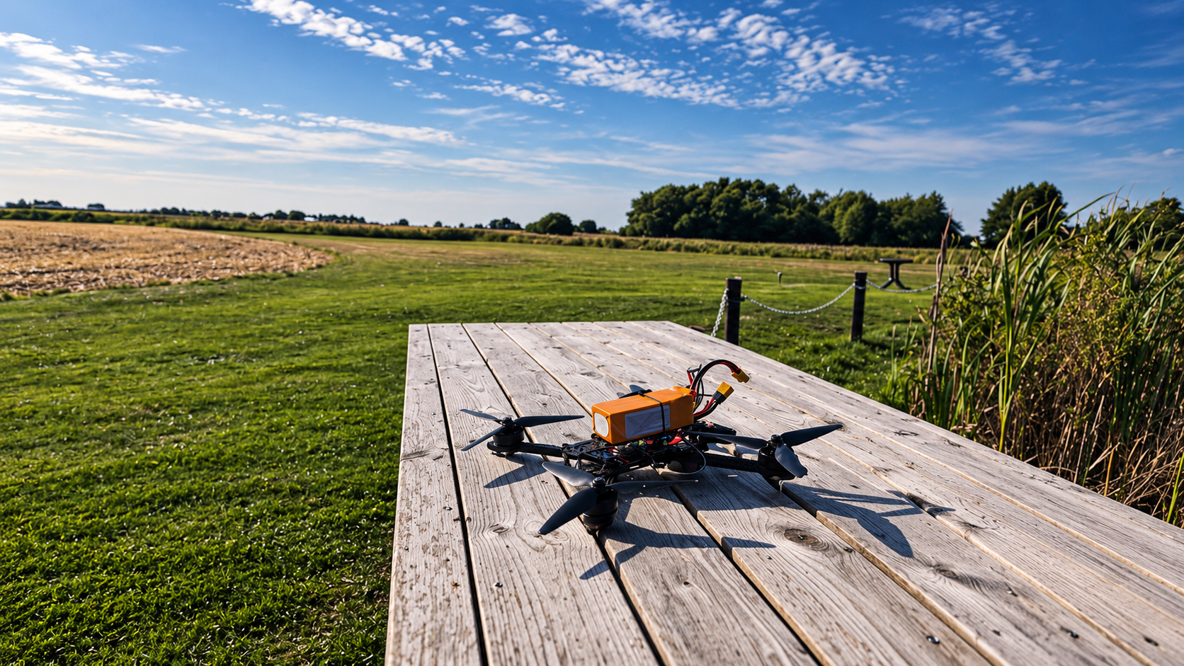 Mustafa's voice-controlled drone prototype at the flying field